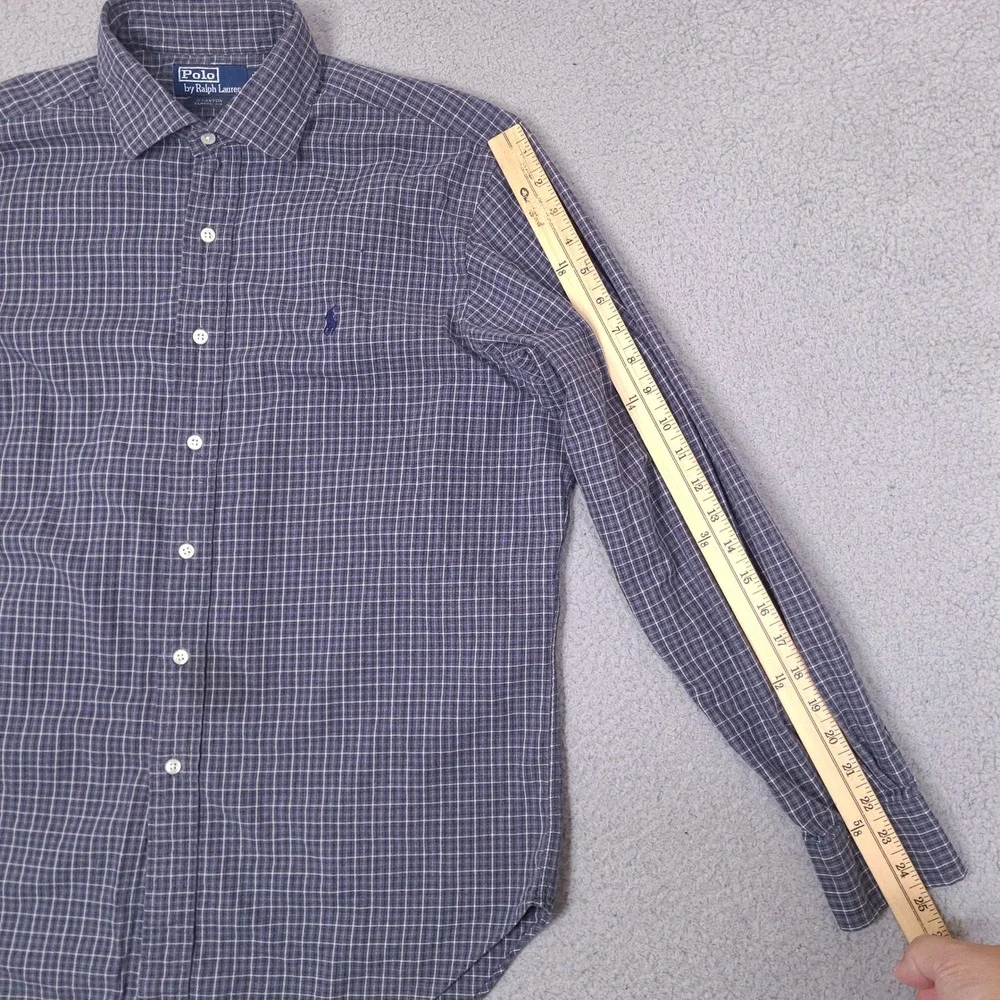 Vintage Polo Ralph Lauren Shirt‎ Mens Large Blue Plaid Stanton Classic Fit *Read